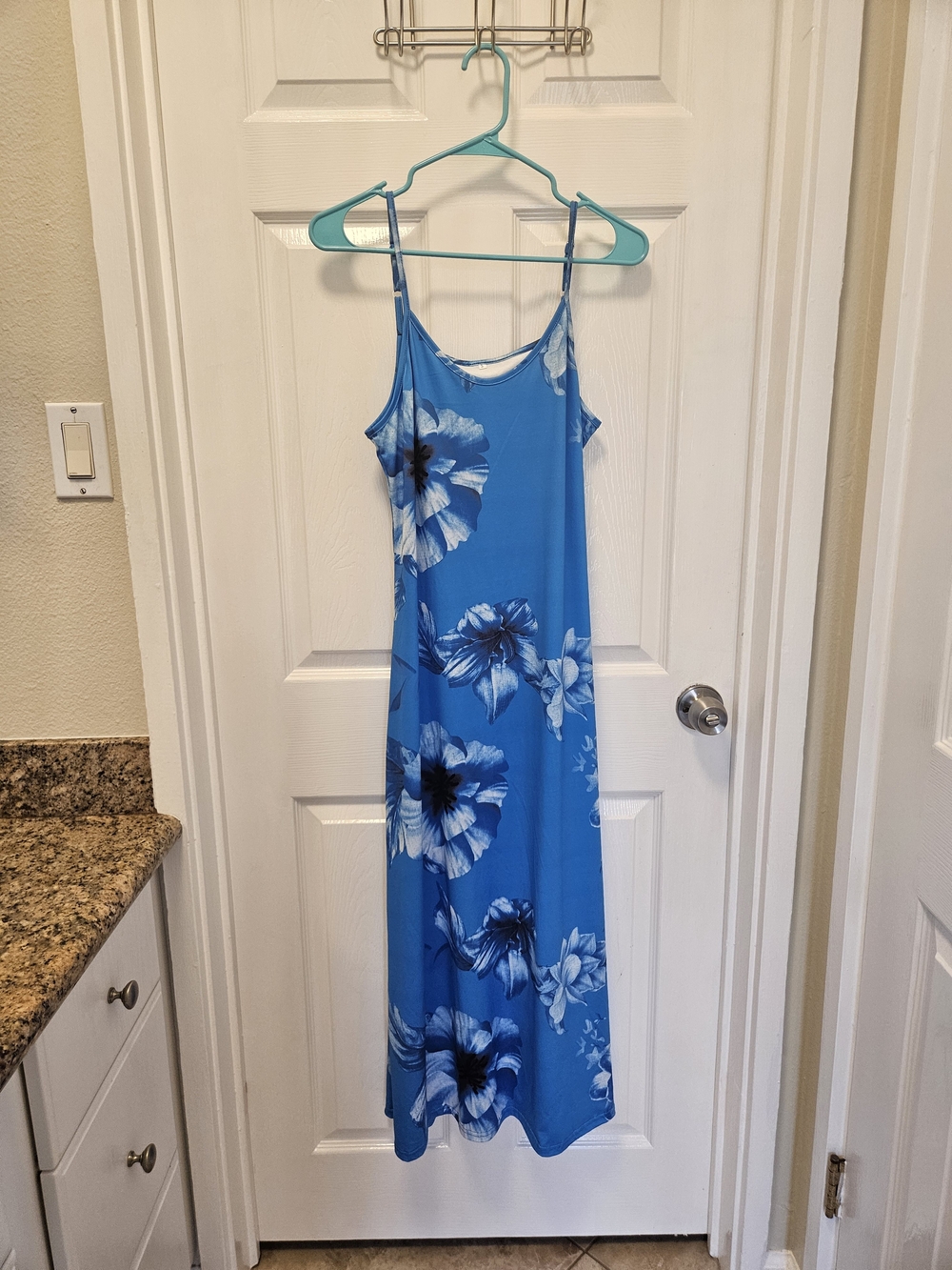 Blue Floral Maxi Slip Dress